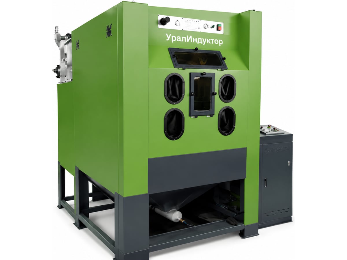 Ручная тележечная циклонная напорная пескоструйная кабина 1200×1200