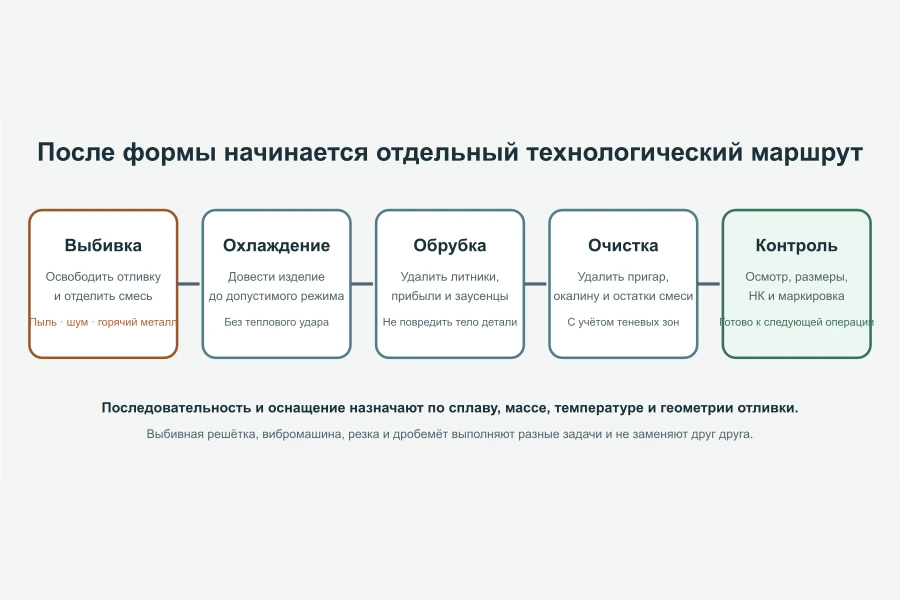 Маршрут отливки от выбивки до контроля